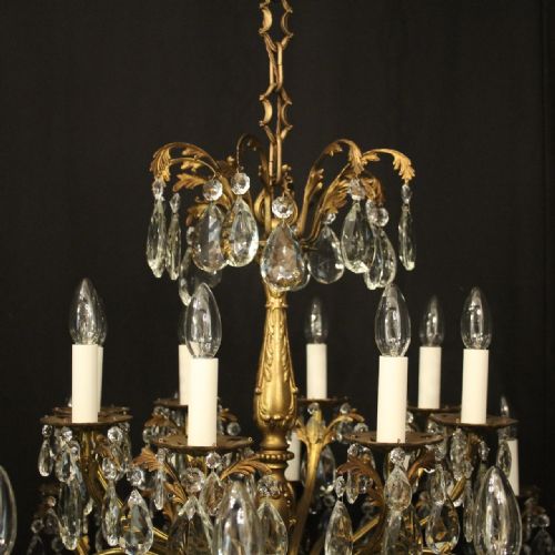 FRENCH LARGE 24 LIGHT GILDED DOUBLE TIERED ANTIQUE CHANDELIER - ADDITIONAL PHOTO 7