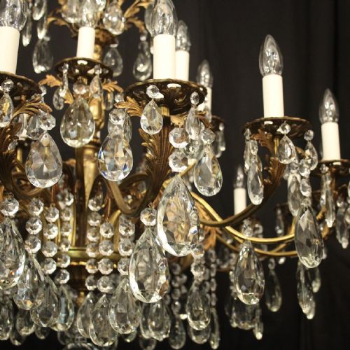FRENCH LARGE 24 LIGHT GILDED DOUBLE TIERED ANTIQUE CHANDELIER - ADDITIONAL PHOTO 8