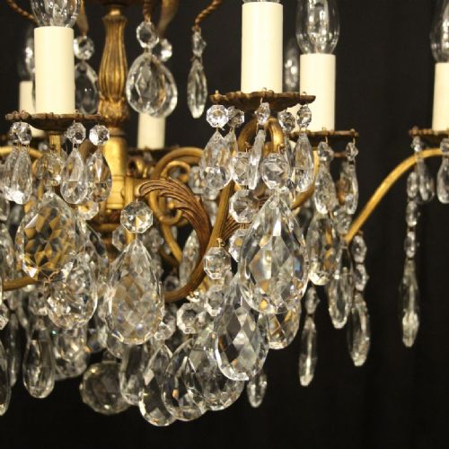 FRENCH GILDED CRYSTAL 12 LIGHT ANTIQUE CHANDELIER - ADDITIONAL PHOTO 2