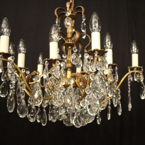 FRENCH GILDED CRYSTAL 12 LIGHT ANTIQUE CHANDELIER - ADDITIONAL PHOTO 4