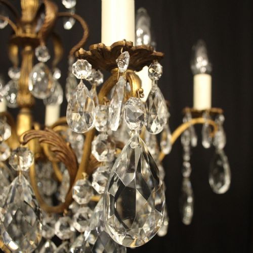 FRENCH GILDED CRYSTAL 12 LIGHT ANTIQUE CHANDELIER - ADDITIONAL PHOTO 5
