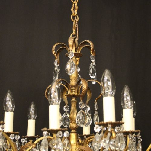 FRENCH GILDED CRYSTAL 12 LIGHT ANTIQUE CHANDELIER - ADDITIONAL PHOTO 6