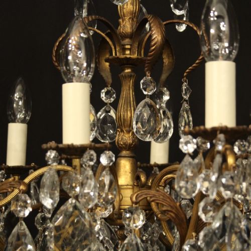 FRENCH GILDED CRYSTAL 12 LIGHT ANTIQUE CHANDELIER - ADDITIONAL PHOTO 7