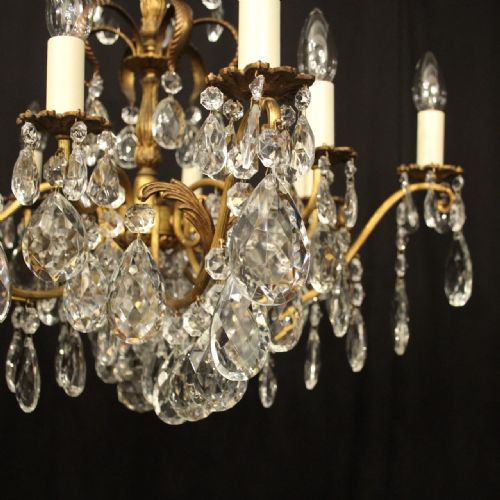 FRENCH GILDED CRYSTAL 12 LIGHT ANTIQUE CHANDELIER - ADDITIONAL PHOTO 8