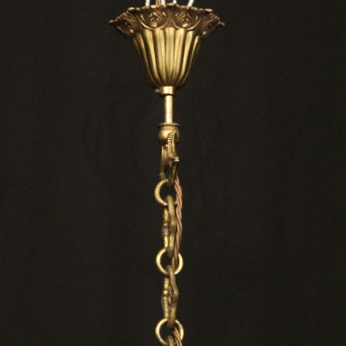 FRENCH GILDED BRASS CRYSTAL 8 LIGHT ANTIQUE CHANDELIER - ADDITIONAL PHOTO 9