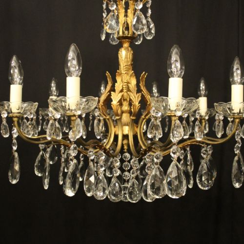 FRENCH GILDED CRYSTAL 10 LIGHT CHANDELIER - ADDITIONAL PHOTO 1