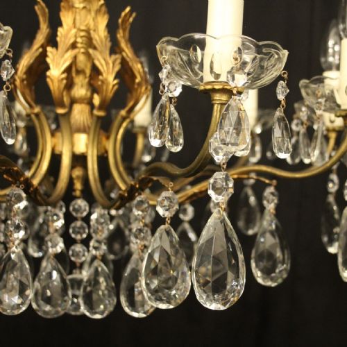 FRENCH GILDED CRYSTAL 10 LIGHT CHANDELIER - ADDITIONAL PHOTO 2