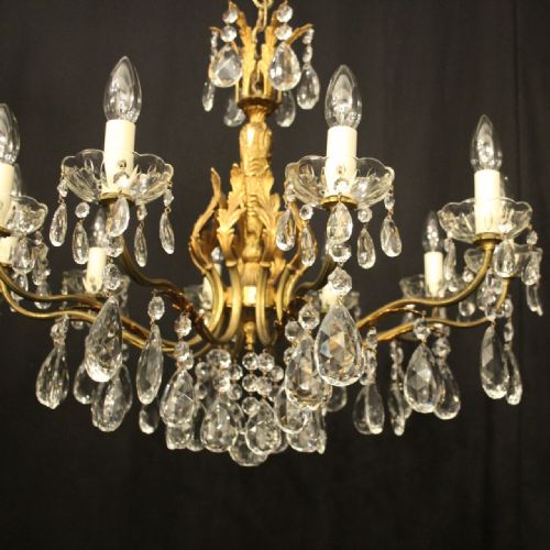 FRENCH GILDED CRYSTAL 10 LIGHT CHANDELIER - ADDITIONAL PHOTO 4