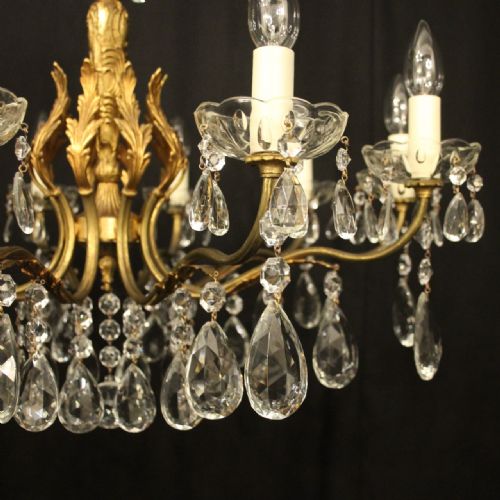 FRENCH GILDED CRYSTAL 10 LIGHT CHANDELIER - ADDITIONAL PHOTO 5