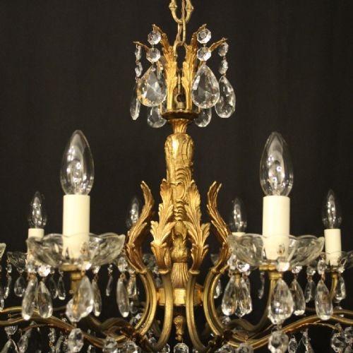 FRENCH GILDED CRYSTAL 10 LIGHT CHANDELIER - ADDITIONAL PHOTO 6