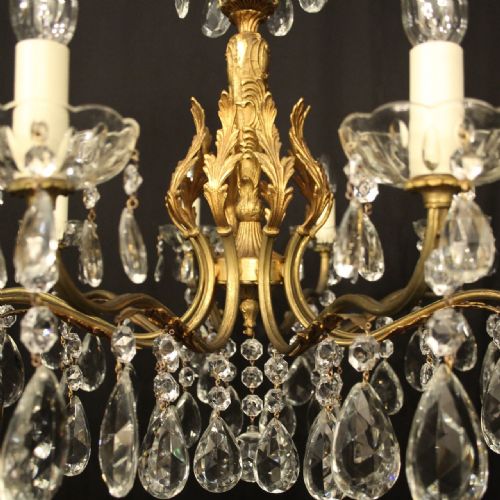 FRENCH GILDED CRYSTAL 10 LIGHT CHANDELIER - ADDITIONAL PHOTO 7