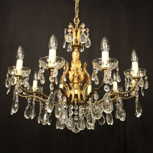 FRENCH GILDED CRYSTAL 10 LIGHT CHANDELIER - ADDITIONAL PHOTO 8