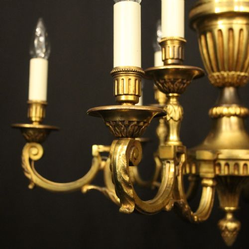 FRENCH GILDED BRONZE 9 LIGHT ANTIQUE CHANDELIER - ADDITIONAL PHOTO 2