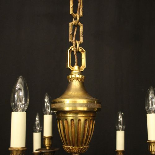 FRENCH GILDED BRONZE 9 LIGHT ANTIQUE CHANDELIER - ADDITIONAL PHOTO 8