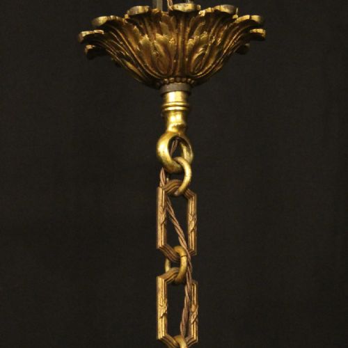 FRENCH GILDED BRONZE 9 LIGHT ANTIQUE CHANDELIER - ADDITIONAL PHOTO 9