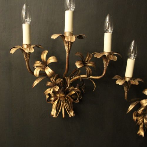 FRENCH PAIR OF SILVER TOLEWARE ANTIQUE WALL LIGHTS - ADDITIONAL PHOTO 3