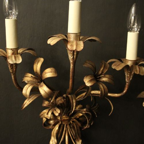 FRENCH PAIR OF SILVER TOLEWARE ANTIQUE WALL LIGHTS - ADDITIONAL PHOTO 6