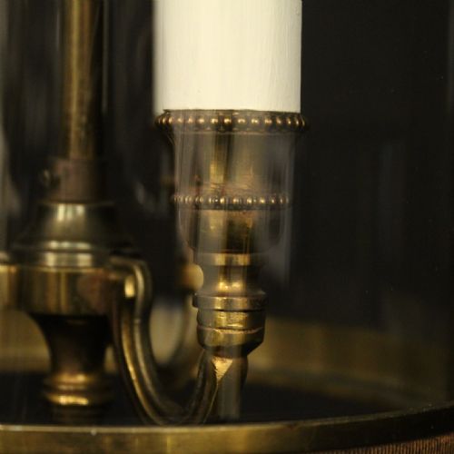 FRENCH GILDED TRIPLE LIGHT CONVEX ANTIQUE HALL LANTERN - ADDITIONAL PHOTO 7