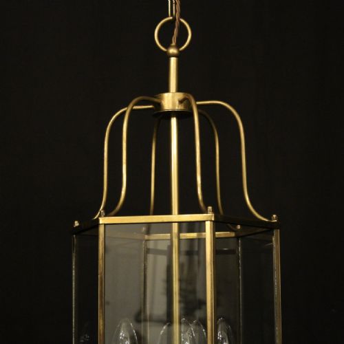 ENGLISH TRIPLE LIGHT GILDED HALL LANTERN - ADDITIONAL PHOTO 1
