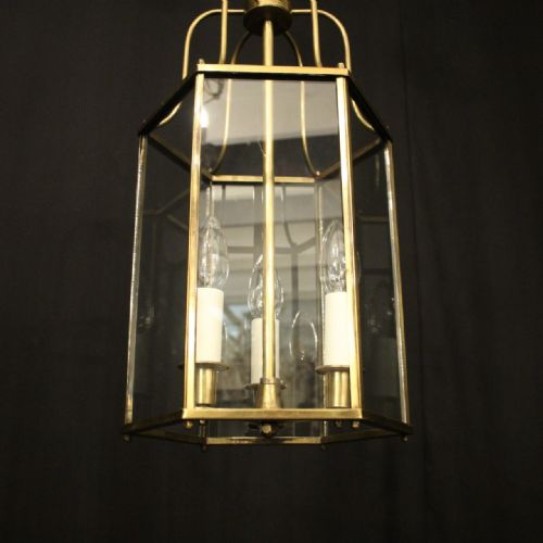 ENGLISH TRIPLE LIGHT GILDED HALL LANTERN - ADDITIONAL PHOTO 5