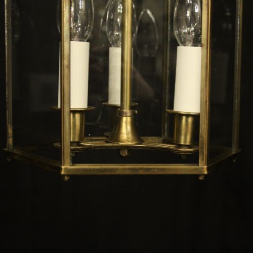 ENGLISH TRIPLE LIGHT GILDED HALL LANTERN - ADDITIONAL PHOTO 6
