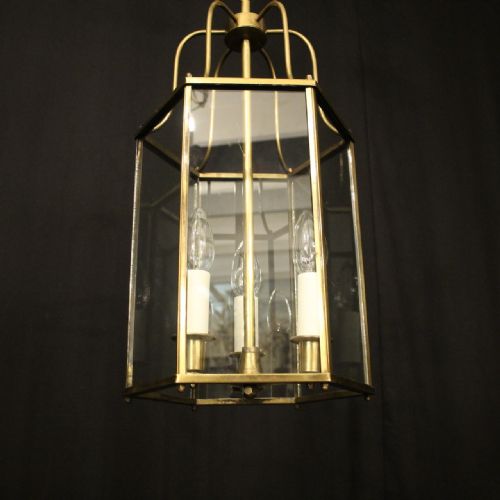 ENGLISH TRIPLE LIGHT GILDED HALL LANTERN - ADDITIONAL PHOTO 8
