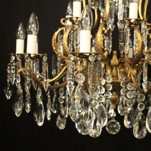 FRENCH 19 LIGHT GILDED CRYSTAL ANTIQUE CHANDELIER - ADDITIONAL PHOTO 2