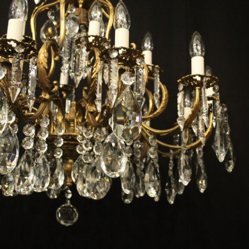 FRENCH 19 LIGHT GILDED CRYSTAL ANTIQUE CHANDELIER - ADDITIONAL PHOTO 4