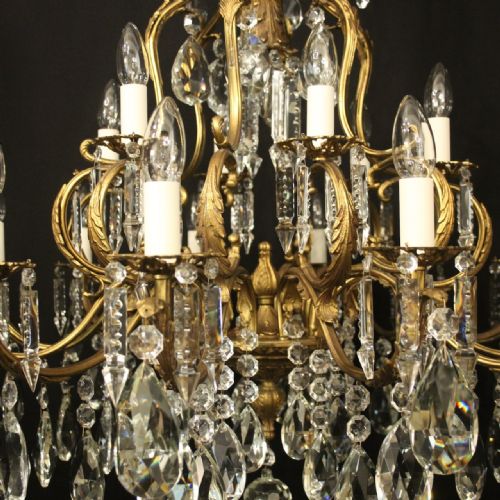 FRENCH 19 LIGHT GILDED CRYSTAL ANTIQUE CHANDELIER - ADDITIONAL PHOTO 6