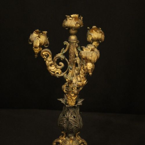 FRENCH PAIR OF TRIPLE ARM ANTIQUE CANDELABRAS - ADDITIONAL PHOTO 1