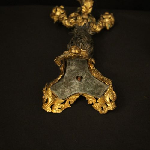 FRENCH PAIR OF TRIPLE ARM ANTIQUE CANDELABRAS - ADDITIONAL PHOTO 9