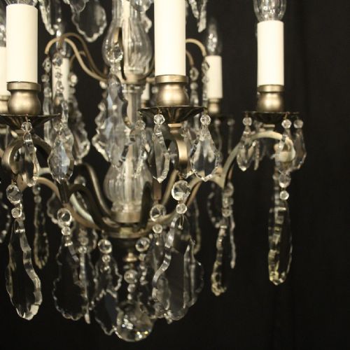 FRENCH SILVER GILDED CRYSTAL 9 LIGHT ANTIQUE CHANDELIER - ADDITIONAL PHOTO 2