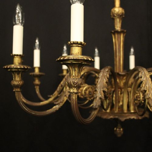FRENCH GILDED BRONZE 12 LIGHT ANTIQUE CHANDELIER - ADDITIONAL PHOTO 1