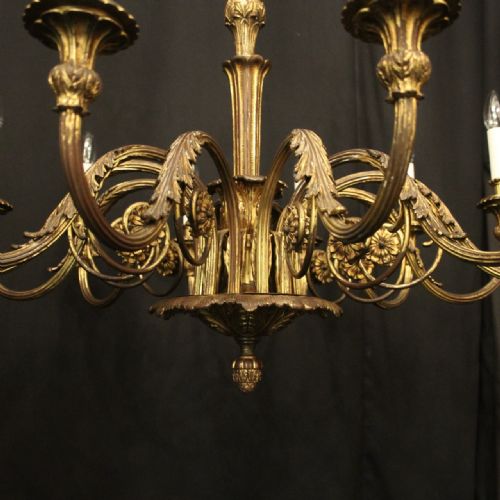 FRENCH GILDED BRONZE 12 LIGHT ANTIQUE CHANDELIER - ADDITIONAL PHOTO 3