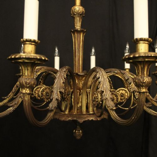 FRENCH GILDED BRONZE 12 LIGHT ANTIQUE CHANDELIER - ADDITIONAL PHOTO 4
