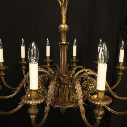 FRENCH GILDED BRONZE 12 LIGHT ANTIQUE CHANDELIER - ADDITIONAL PHOTO 6