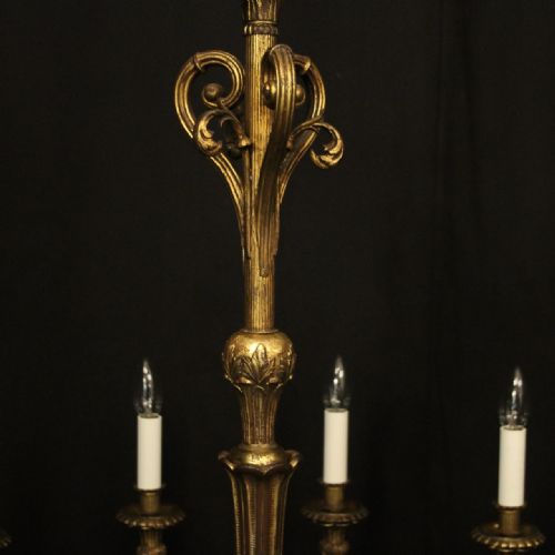 FRENCH GILDED BRONZE 12 LIGHT ANTIQUE CHANDELIER - ADDITIONAL PHOTO 7