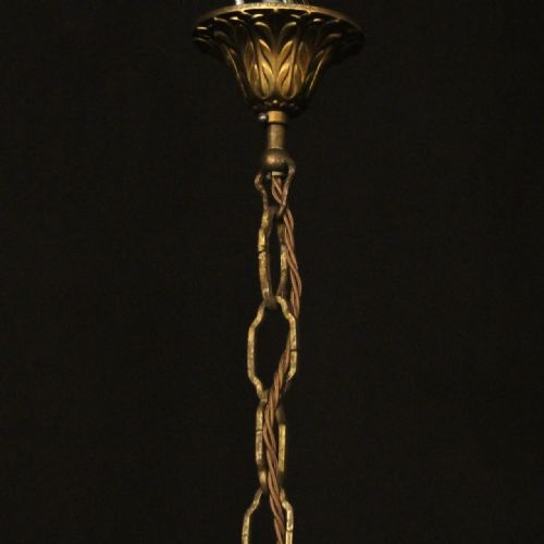 FRENCH TOLEWARE CRYSTAL 5 LIGHT CHANDELIER - ADDITIONAL PHOTO 9