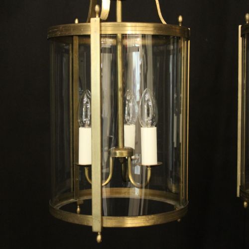 FRENCH PAIR OF GILDED CONVEX ANTIQUE LANTERNS - ADDITIONAL PHOTO 2