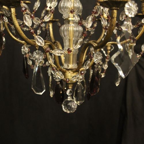 FRENCH GILDED CRYSTAL 6 LIGHT ANTIQUE CHANDELIER - ADDITIONAL PHOTO 3