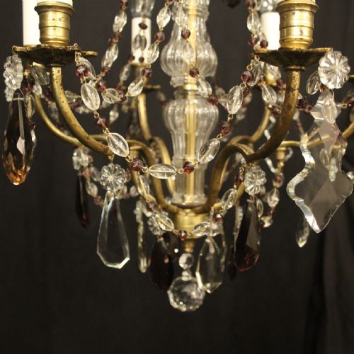 FRENCH GILDED CRYSTAL 6 LIGHT ANTIQUE CHANDELIER - ADDITIONAL PHOTO 6