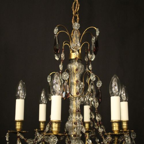 FRENCH GILDED CRYSTAL 6 LIGHT ANTIQUE CHANDELIER - ADDITIONAL PHOTO 7