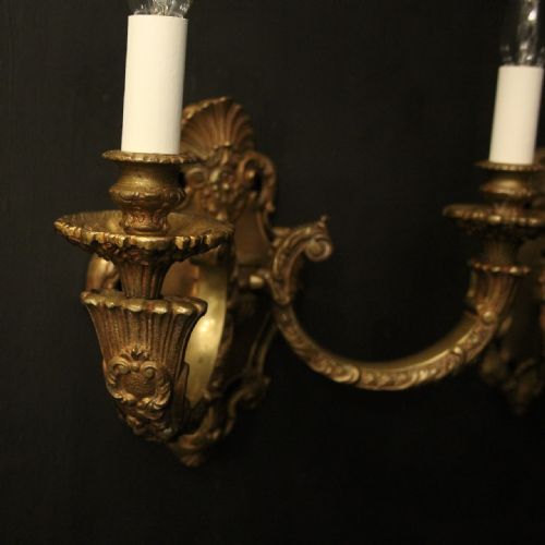 FRENCH PAIR OF GILDED BRONZE ANTIQUE WALL LIGHTS795 - ADDITIONAL PHOTO 1