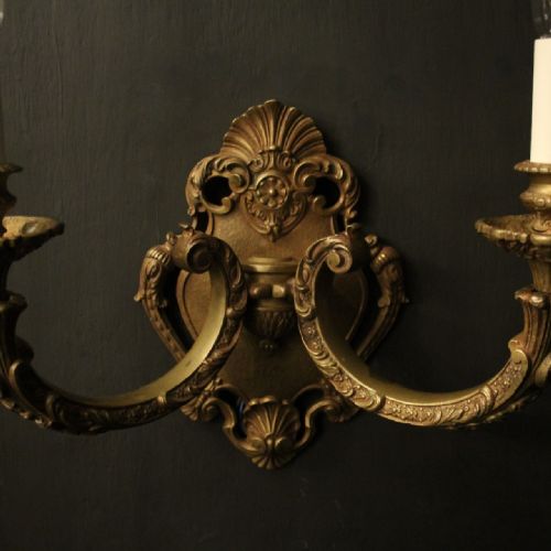 FRENCH PAIR OF GILDED BRONZE ANTIQUE WALL LIGHTS795 - ADDITIONAL PHOTO 3