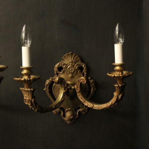 FRENCH PAIR OF GILDED BRONZE ANTIQUE WALL LIGHTS795 - ADDITIONAL PHOTO 4
