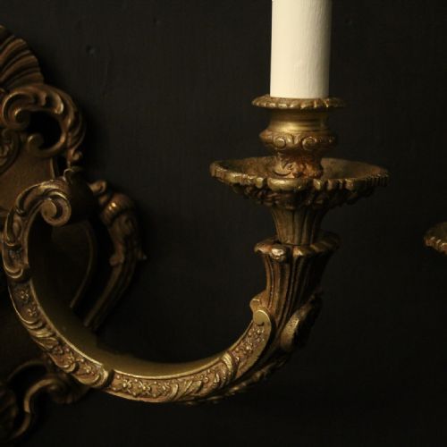 FRENCH PAIR OF GILDED BRONZE ANTIQUE WALL LIGHTS795 - ADDITIONAL PHOTO 5