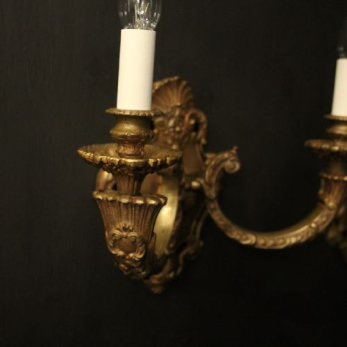 FRENCH PAIR OF GILDED BRONZE ANTIQUE WALL LIGHTS795 - ADDITIONAL PHOTO 6