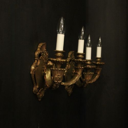 FRENCH PAIR OF GILDED BRONZE ANTIQUE WALL LIGHTS795 - ADDITIONAL PHOTO 9