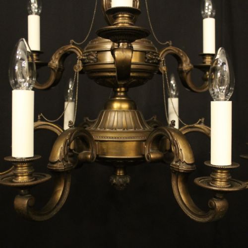 FRENCH BRONZE 9 LIGHT DOUBLE TIERED ANTIQUE CHANDELIER - ADDITIONAL PHOTO 3