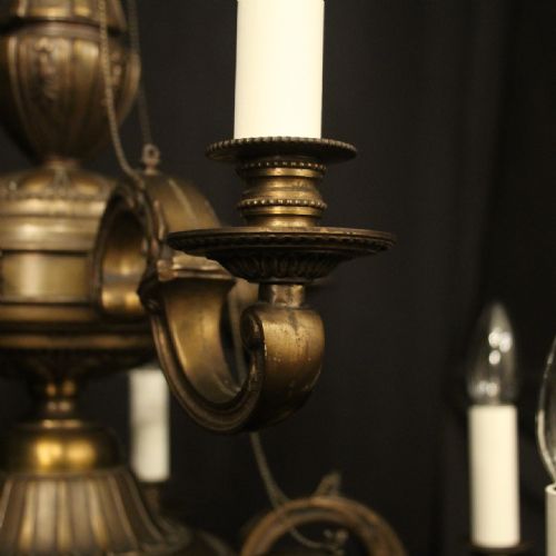 FRENCH BRONZE 9 LIGHT DOUBLE TIERED ANTIQUE CHANDELIER - ADDITIONAL PHOTO 4